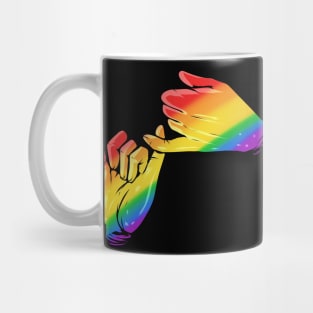 Colorful Rainbow Hands Pinky Swear Promise LGBTQ Pride Month Mug